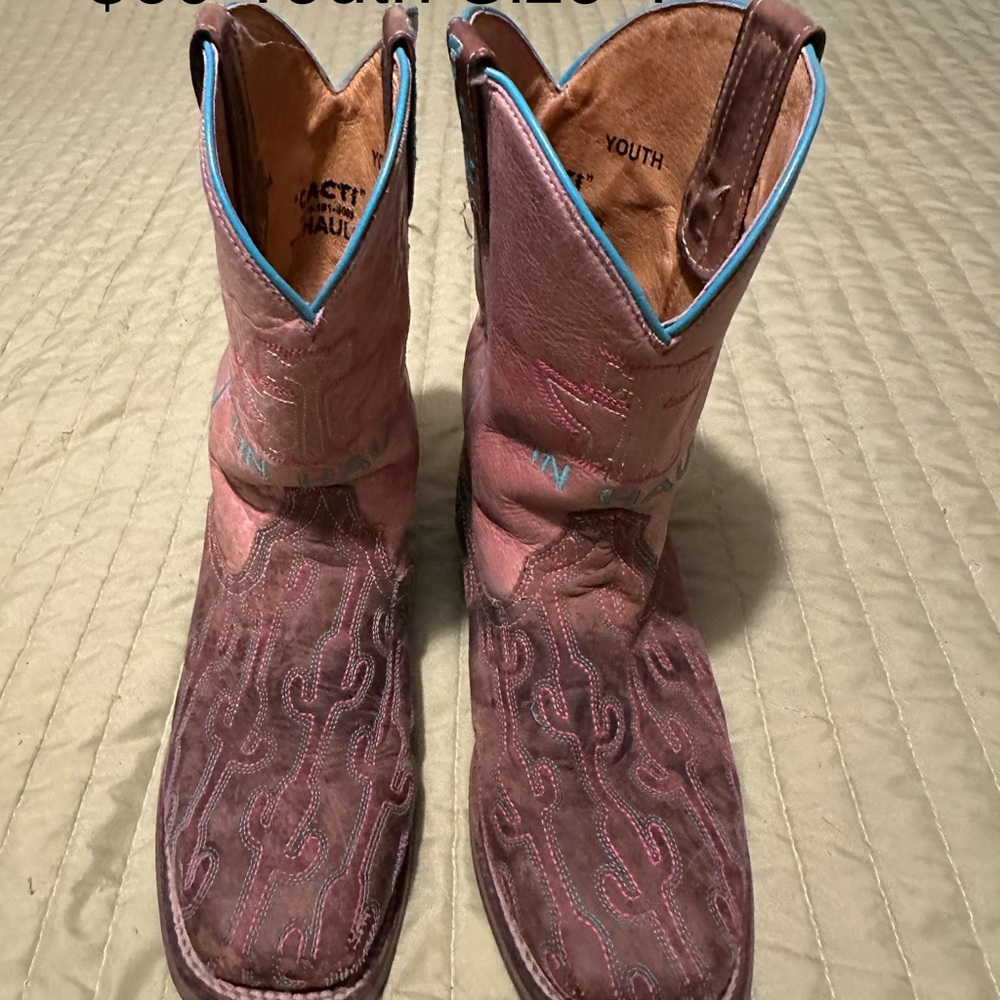 Tin Haul Pink and Brown Youth Western Boots
